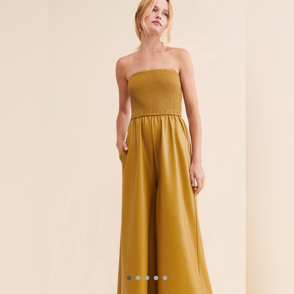 Anthropologie Strapless Mustard Jumpsuit